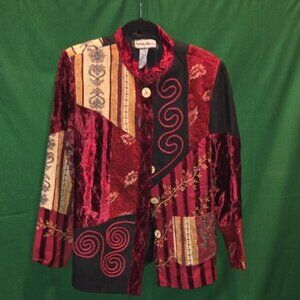 Elegant Red Patchwork Blazer